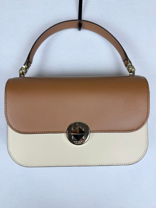 Kate Spade Colorblock Leather Top Handle Crossbody Bag Multi Brown Cream Purse NWOT