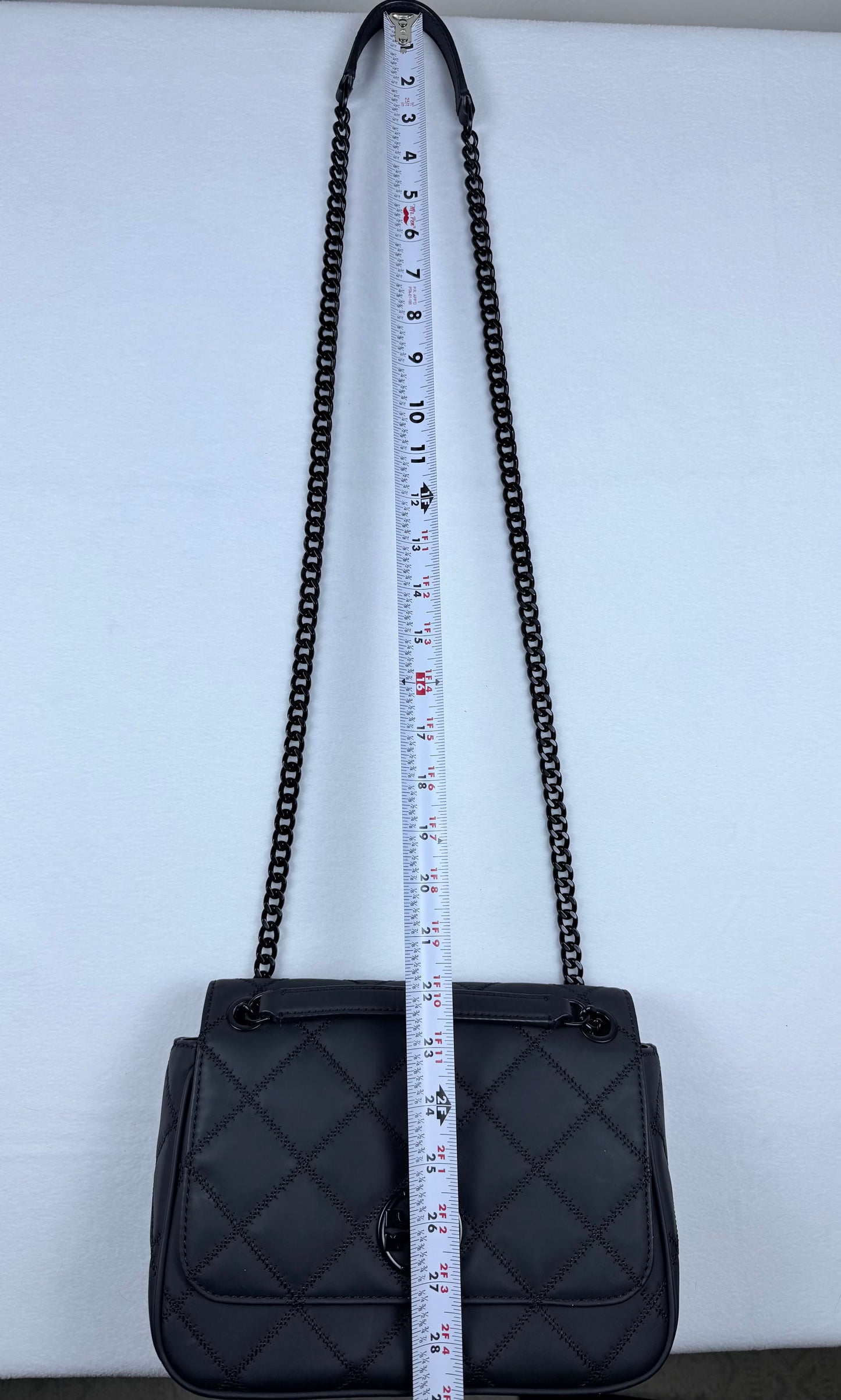 Tory Burch Black Quilted Leather Convertible Chain Shoulder Bag Crossbody Purse