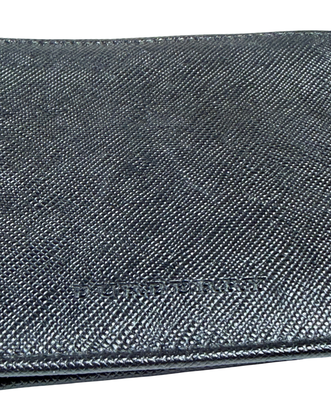 BURBERRY Black Saffiano Leather Bifold Wallet Nova Check Lining