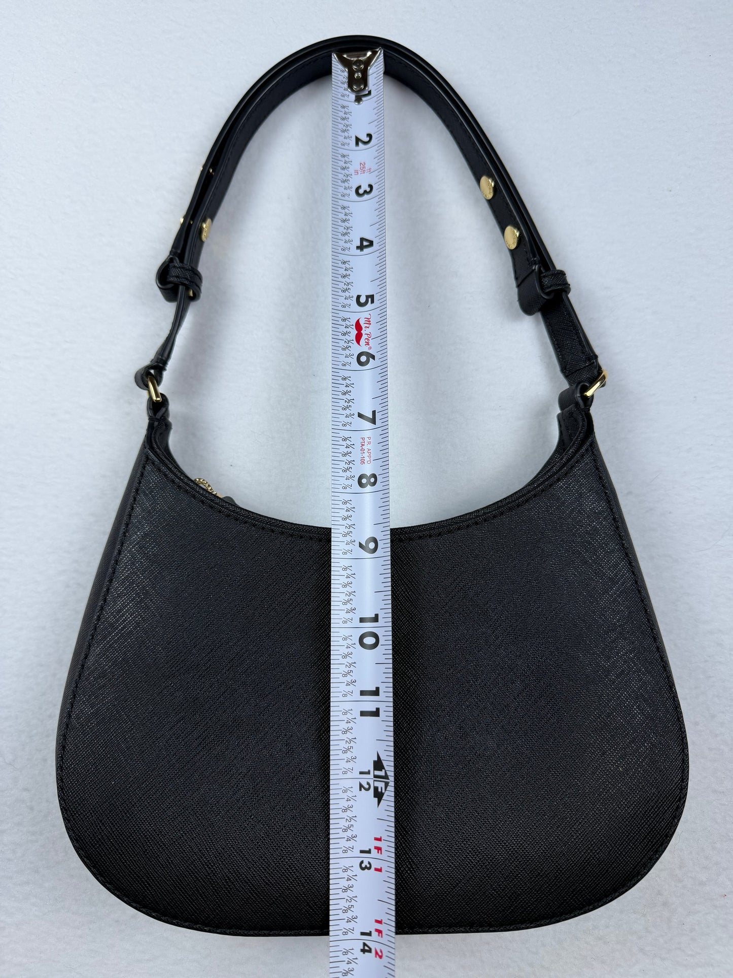 Tory Burch Black Emerson Zip Shoulder Bag Gold Hardware