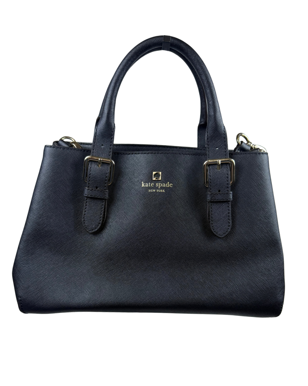 Kate Spade New York Black Saffiano Leather Structured Satchel Crossbody Bag