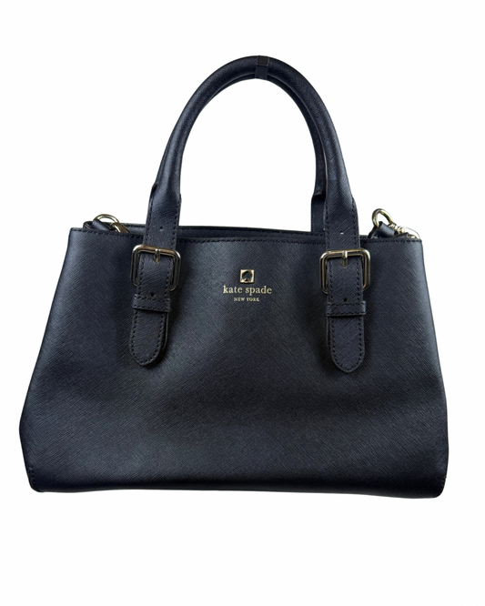 Kate Spade New York Black Saffiano Leather Structured Satchel Crossbody Bag