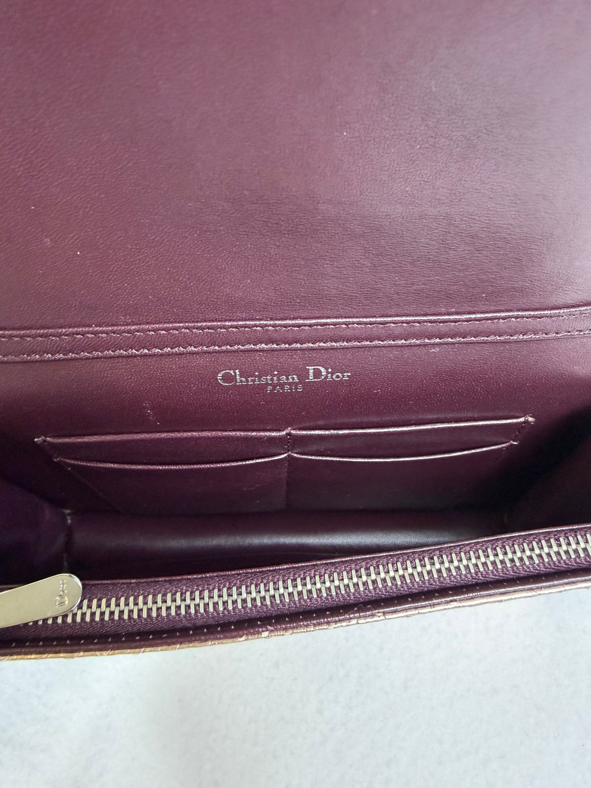 Christian Dior Rose Gold Python Diorama Promenade Pouch Chain Crossbody Bag RARE