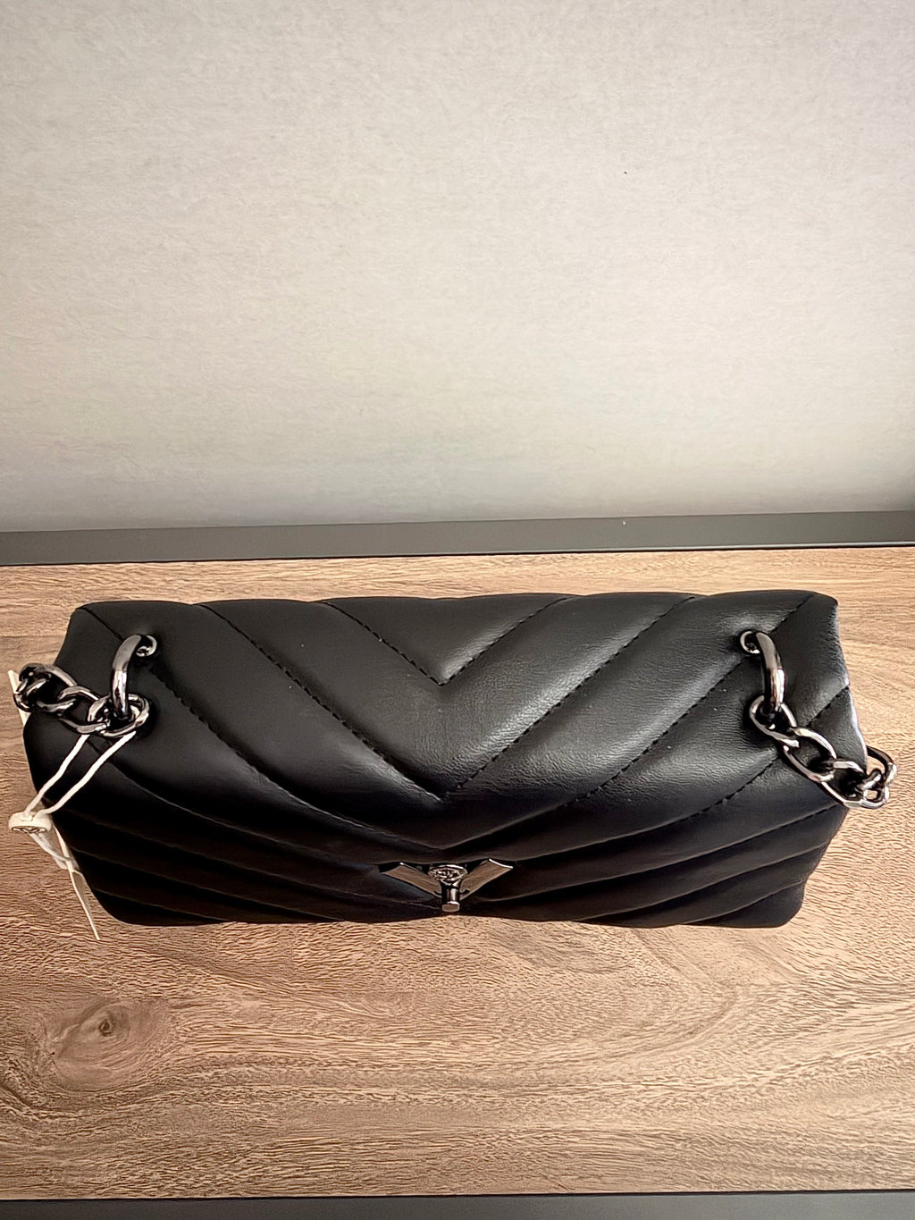 NWT Valentino Orlandi Black
Vegan Leather Quilted Gunmetal
Chain Shoulder Bag