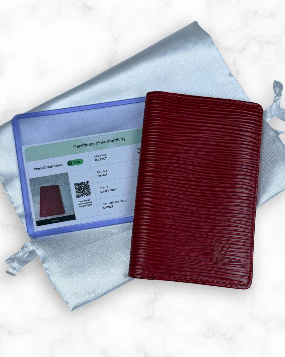 Louis Vuitton Red Epi Leather Pocket Organizer Card Holder Wallet