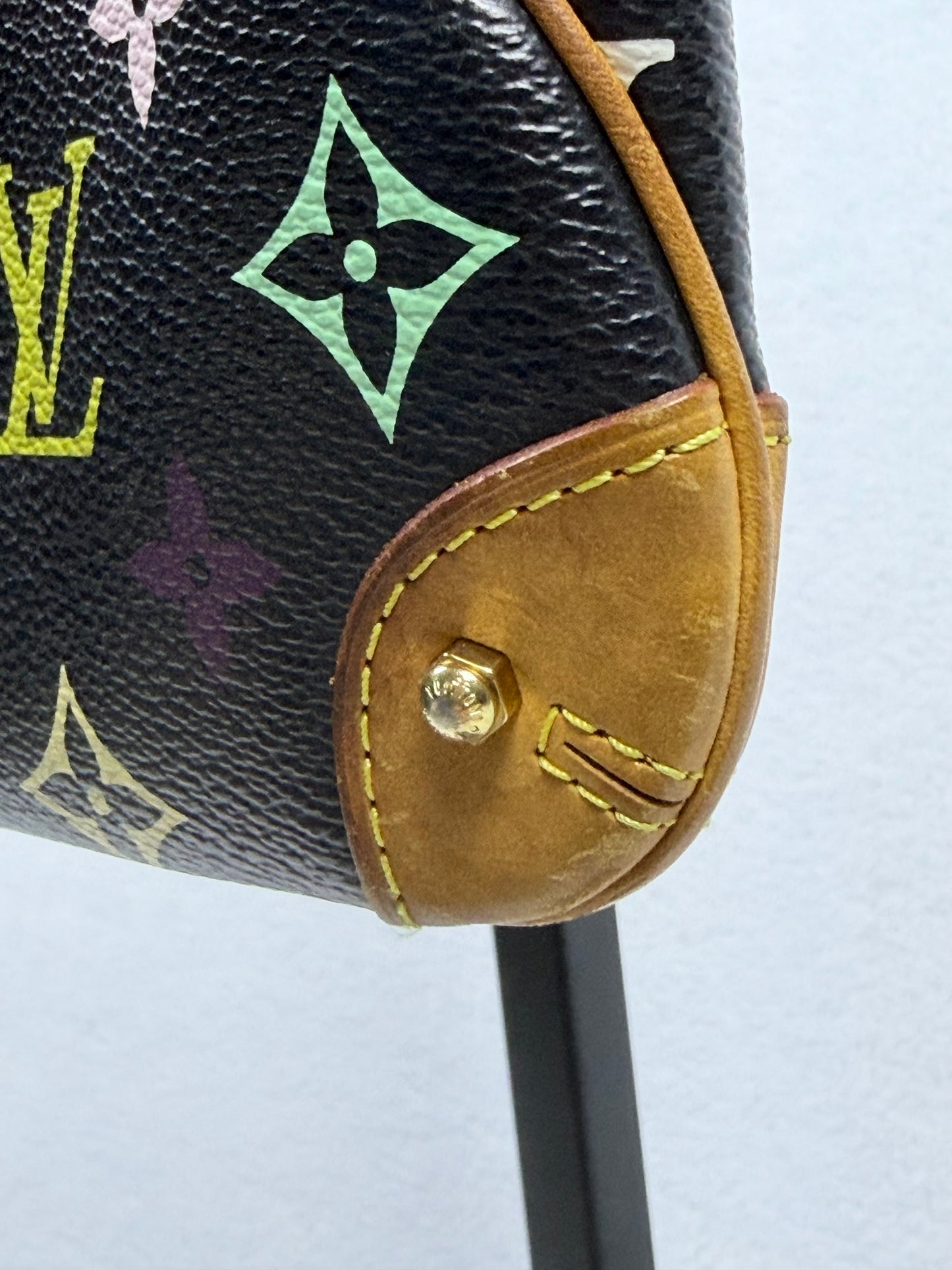 Louis Vuitton Monogram Multicolore Murakami Black Milla Pochette MM Chain Clutch w/ Entrupy COA