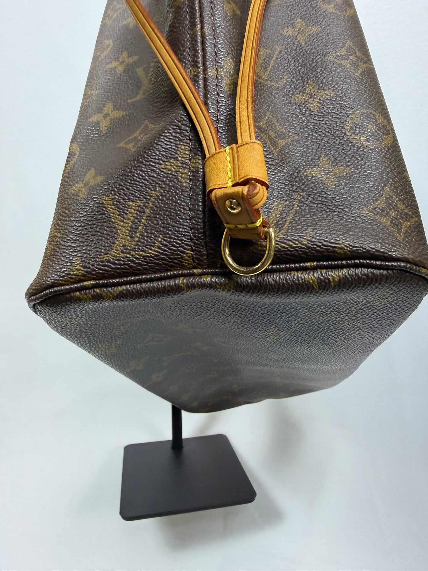 Louis Vuitton Monogram Neverfull MM Tote Bag Brown Vachetta Leather Authentic