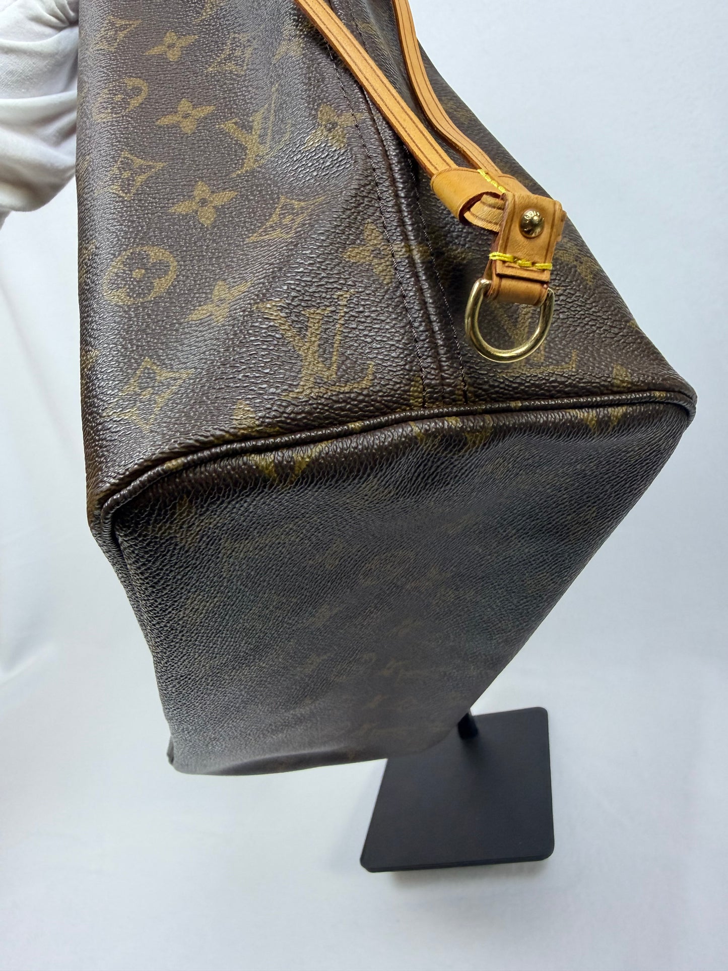 Louis Vuitton Monogram Neverfull MM Tote Bag Brown Vachetta Leather Authentic
