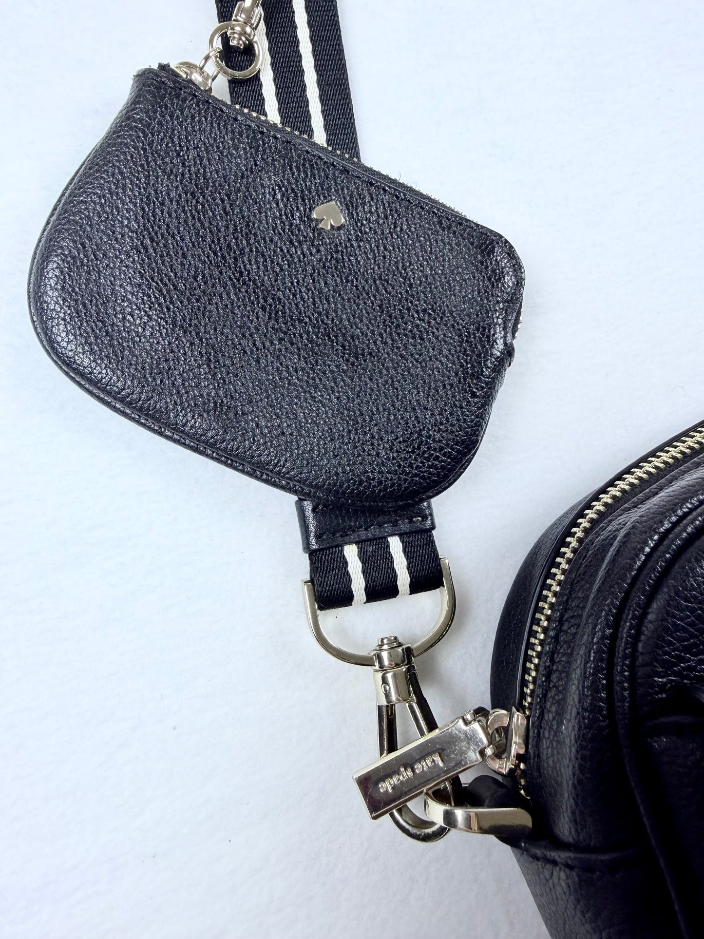 Kate Spade New York Black Pebbled Leather Camera Crossbody Bag & Strap Pouch