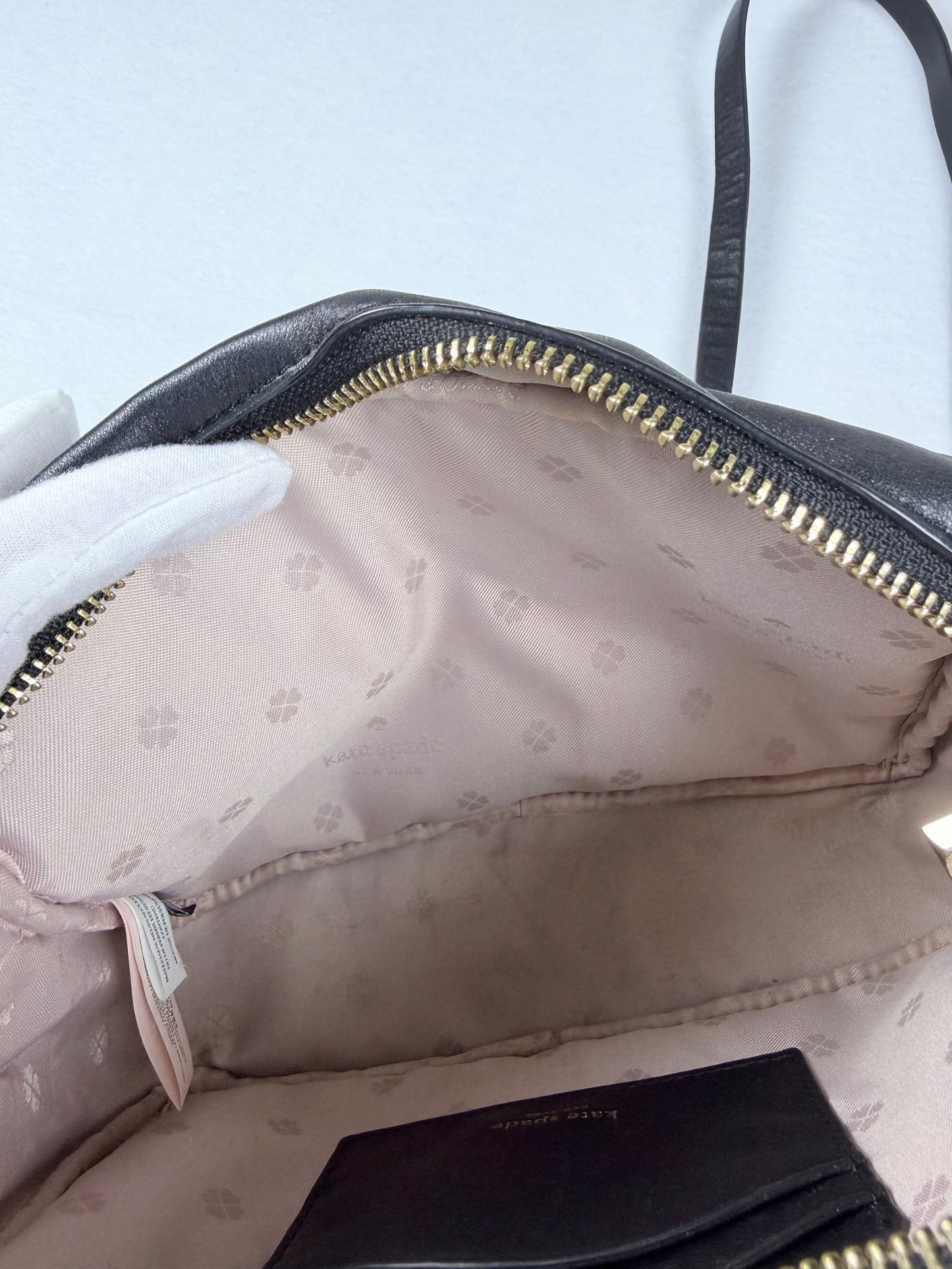 Kate Spade Black Quilted Studded Crossbody Bag with Silver Chain