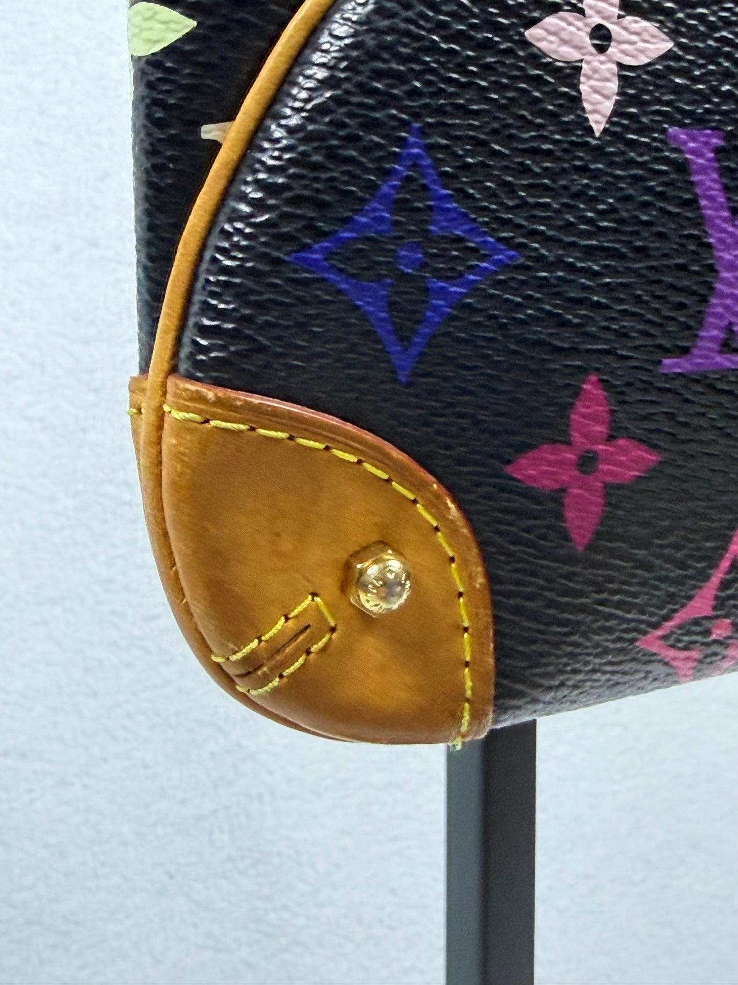 Louis Vuitton Monogram Multicolore Murakami Black Milla Pochette MM Chain Clutch w/ Entrupy COA