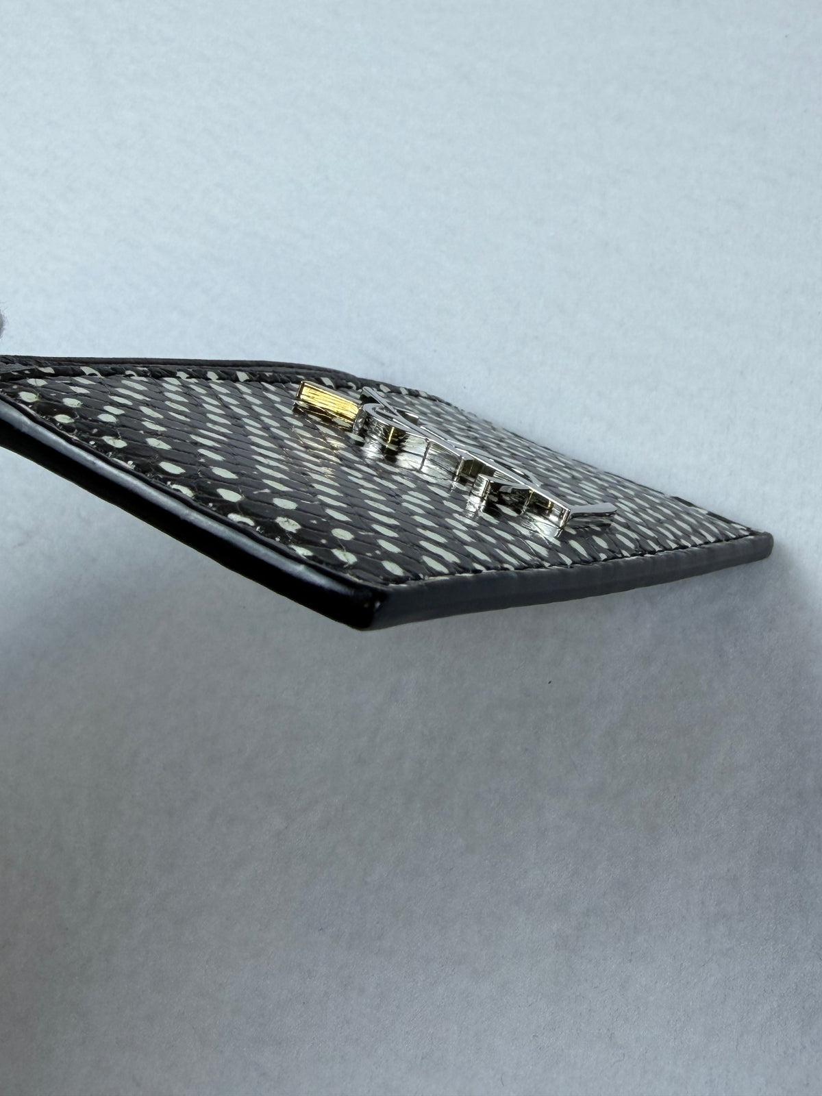 Saint Laurent YSL Monogram Black & White Printed Leather Card Case Wallet