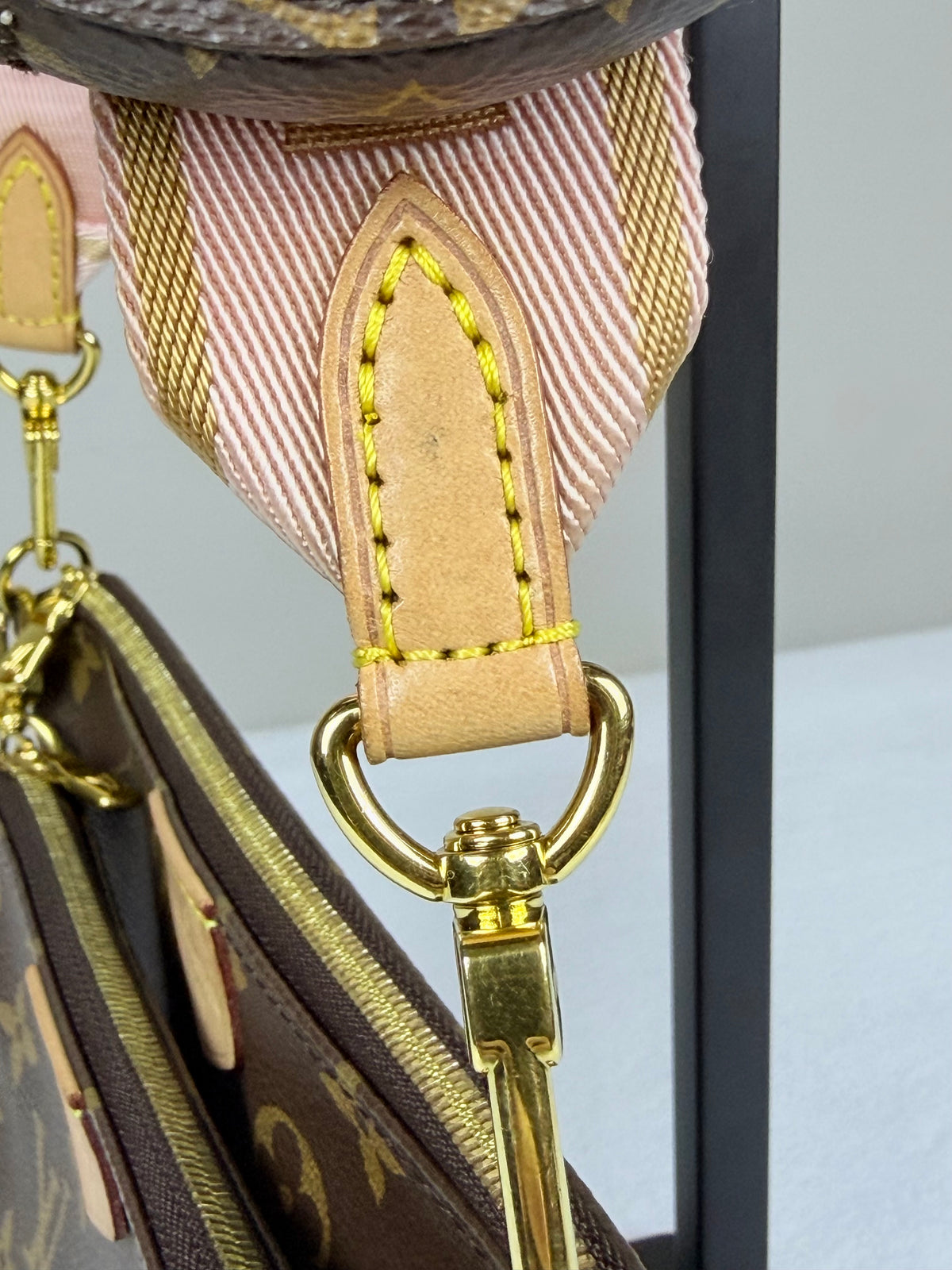 Louis Vuitton Monogram Multi Pochette Accessoires Crossbody Bag - Pink Jacquard Strap & Gold Hardware Set