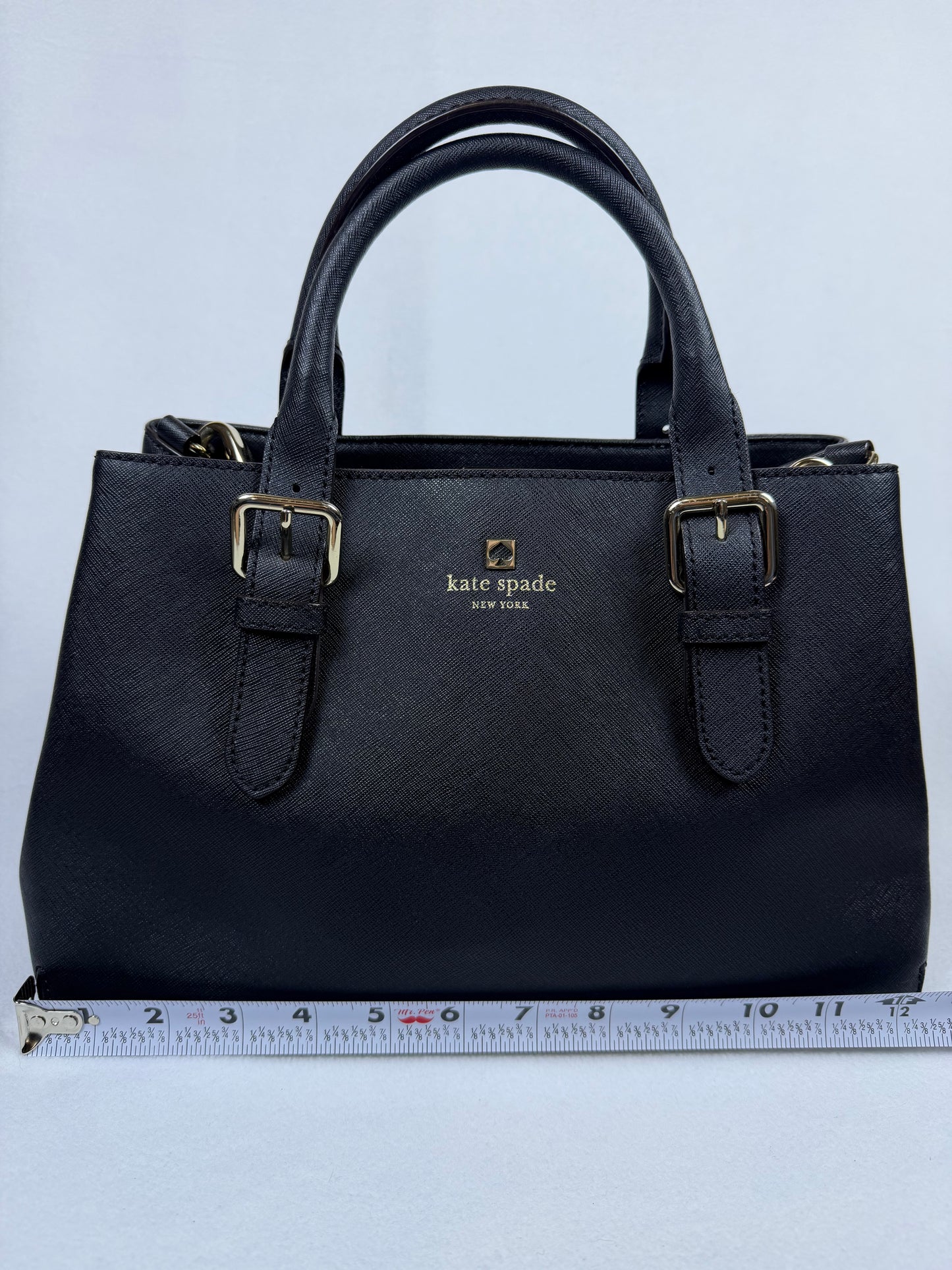 Kate Spade New York Black Saffiano Leather Structured Satchel Crossbody Bag