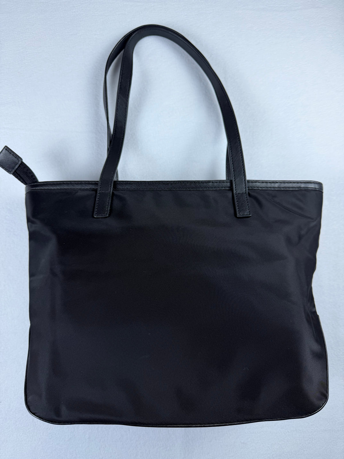 Michael Kors Black Nylon Saffiano Leather Tote Bag Handbag Purse Silver Hardware