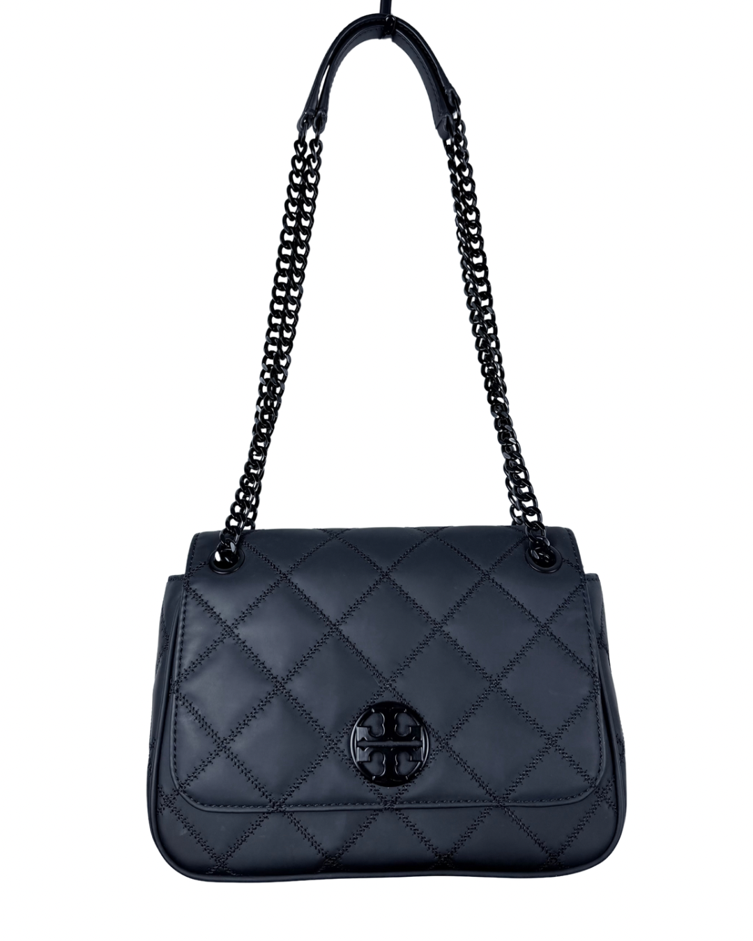 Tory Burch Black Quilted Leather Convertible Chain Shoulder Bag Crossbody Purse