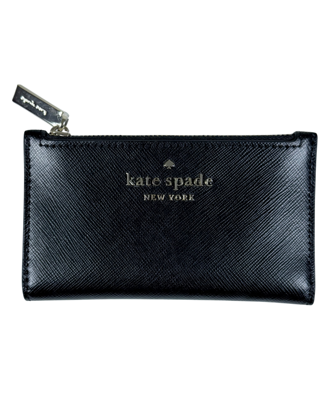 Kate Spade New York Black Saffiano Leather Snap Closure Card Case Wallet ID Holder
