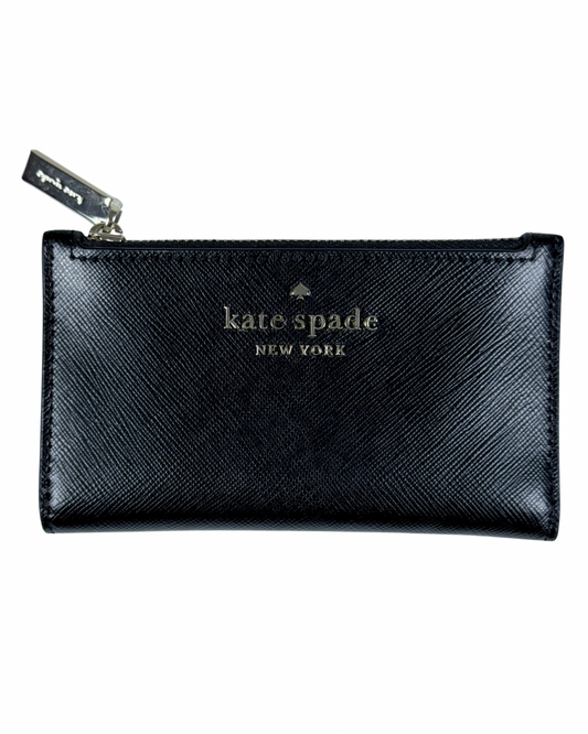 Kate Spade New York Black Saffiano Leather Snap Closure Card Case Wallet ID Holder