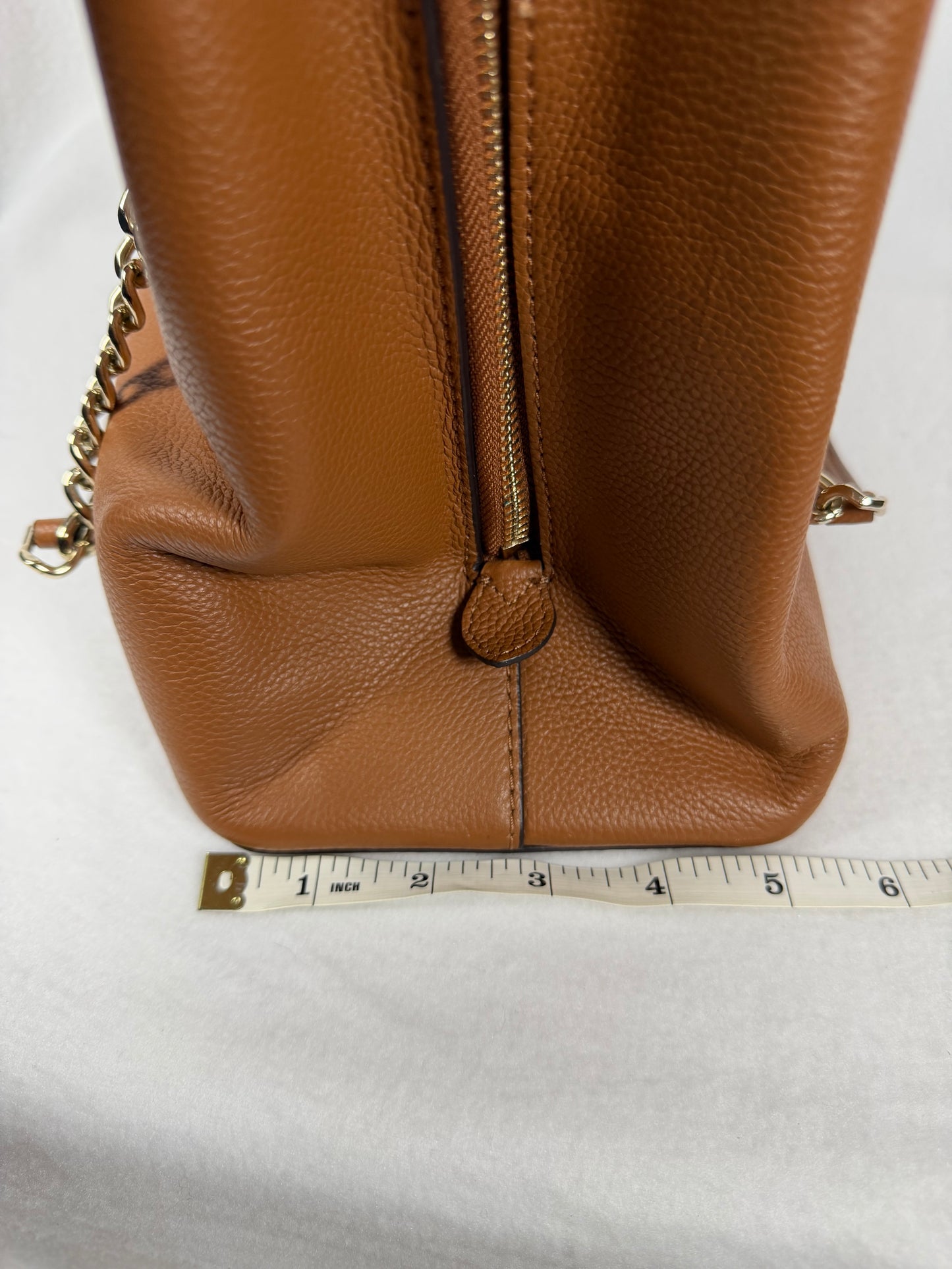 Kate Spade New York Brown Pebbled Leather Chain Strap Tote Bag with Long Strap
