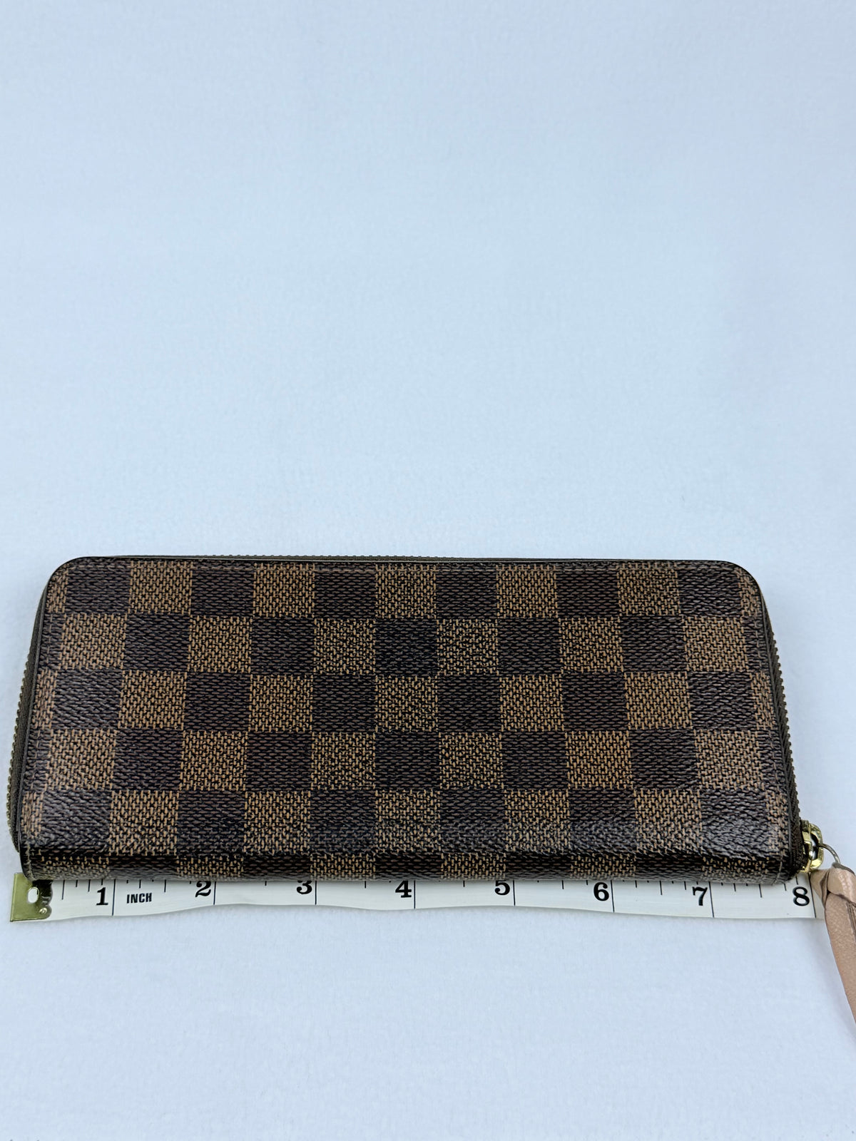 LOUIS VUITTON Clemence Wallet Damier Ebène Zip-Around Ballerine Pink Interior