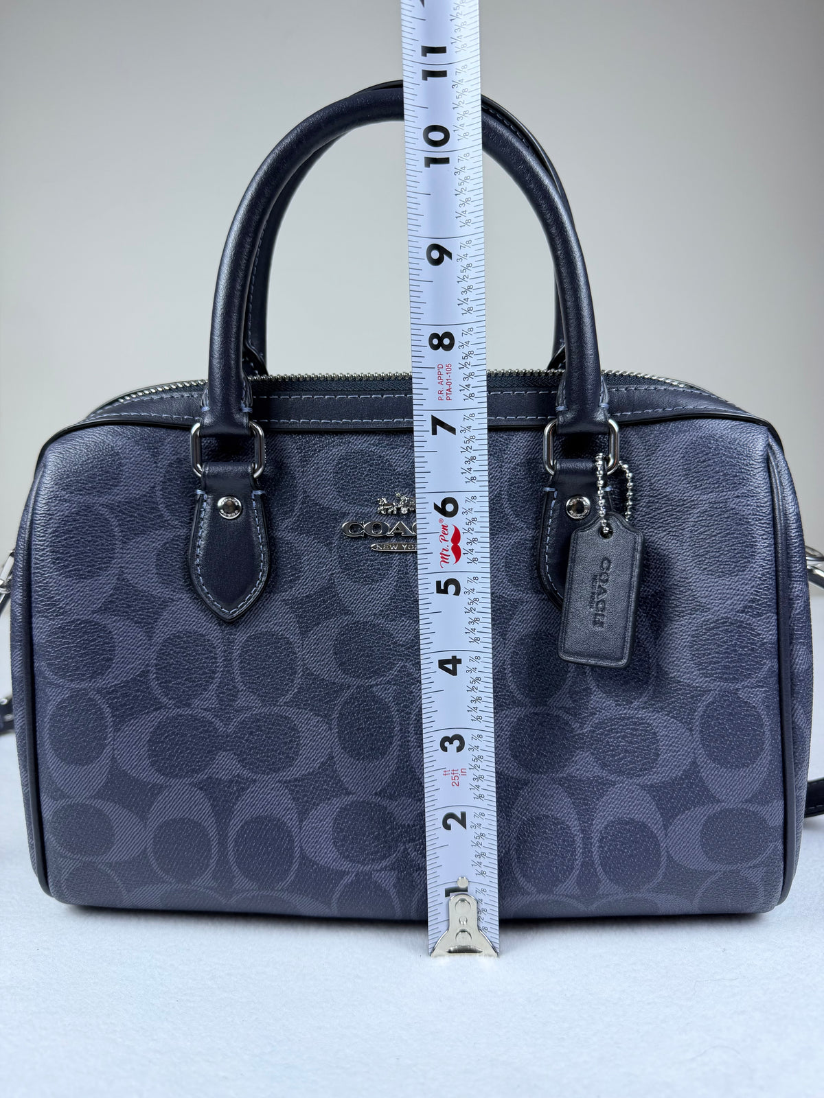 SOLD Coach Rowan Satchel In Signature Canvas Midnight Navy Crossbody Bag Purse LIKE NEW
