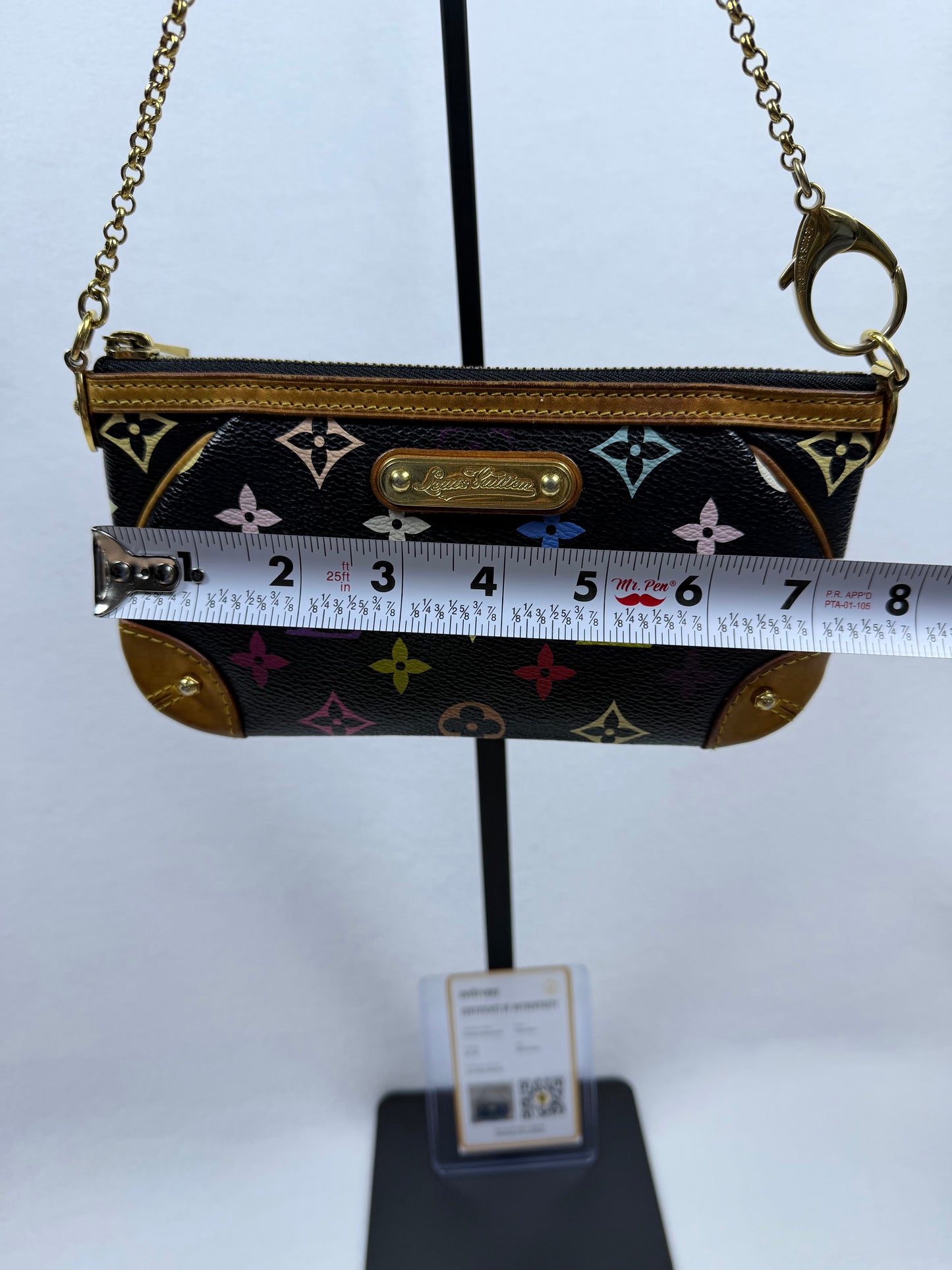 Louis Vuitton Monogram Multicolore Murakami Black Milla Pochette MM Chain Clutch w/ Entrupy COA