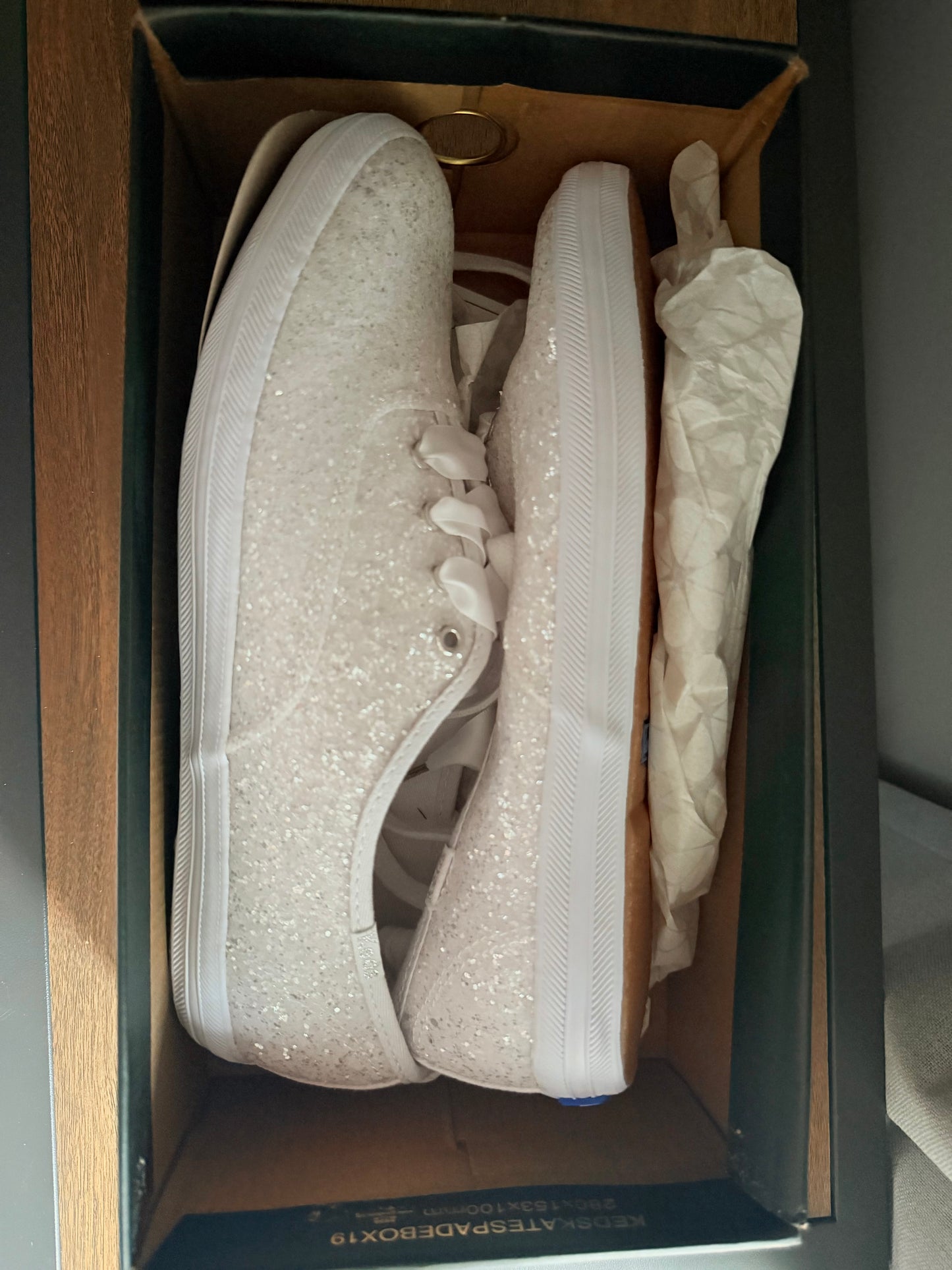 Keds x Kate Spade New York Champion Glitter White Sneakers Size 8 NEW