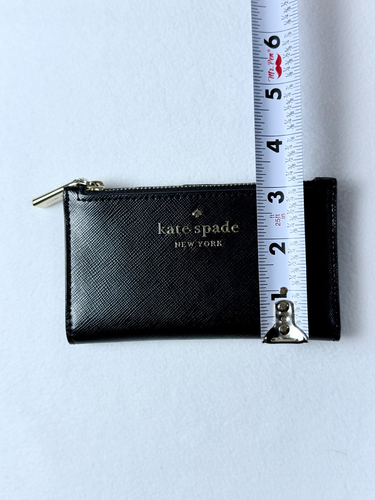 Kate Spade New York Black Saffiano Leather Snap Closure Card Case Wallet ID Holder