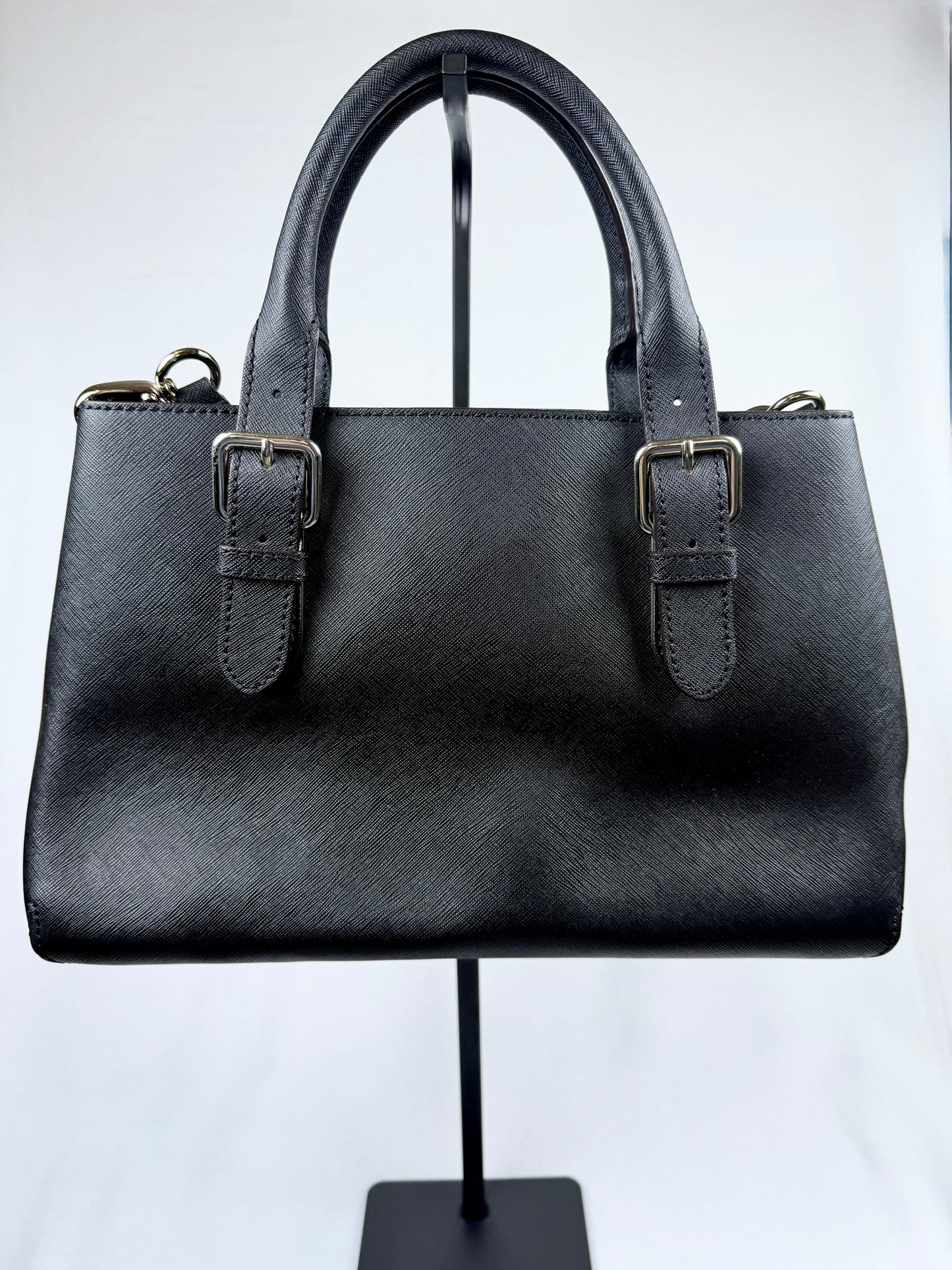 Kate Spade New York Black Saffiano Leather Structured Satchel Crossbody Bag