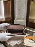 LOUIS VUITTON Clemence Wallet Damier Ebène Zip-Around Ballerine Pink Interior