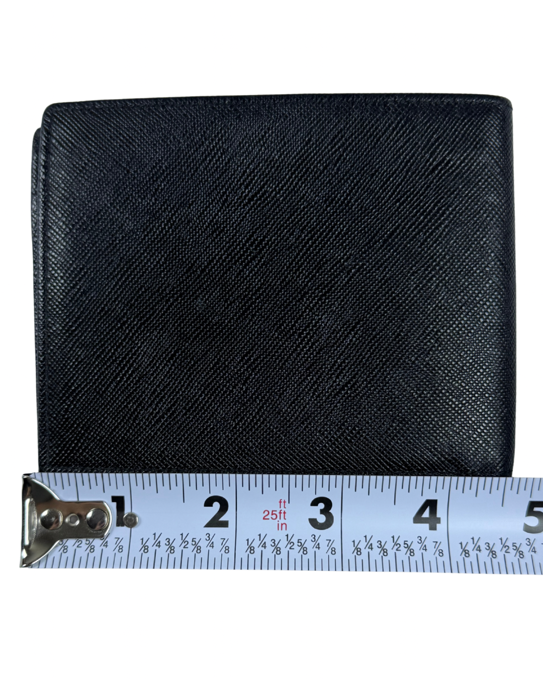 BURBERRY Black Saffiano Leather Bifold Wallet Nova Check Lining