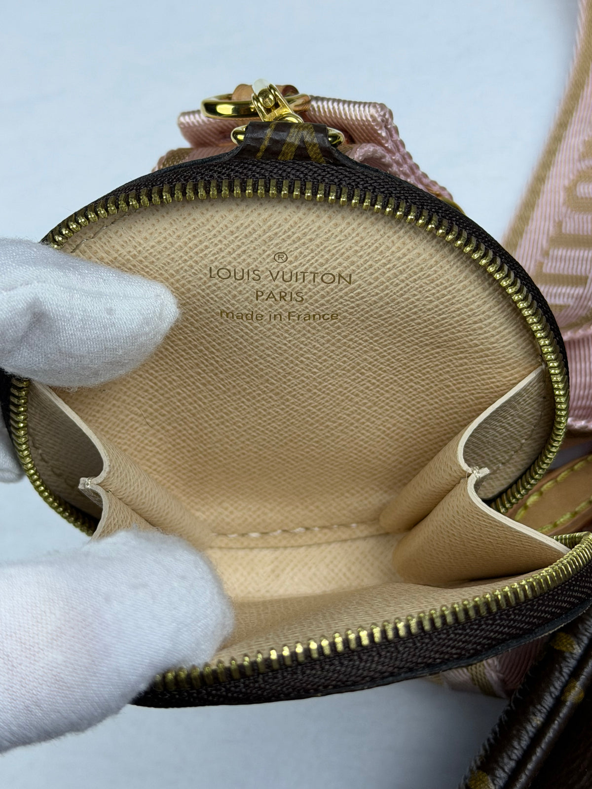 Louis Vuitton Monogram Multi Pochette Accessoires Crossbody Bag - Pink Jacquard Strap & Gold Hardware Set