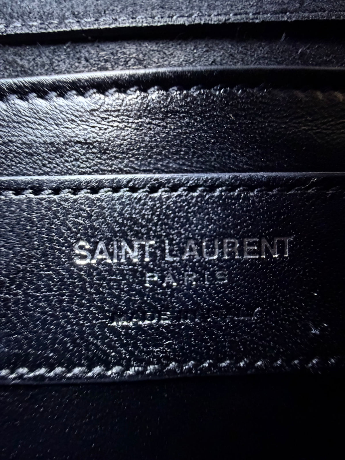 Saint Laurent YSL Kate Small Tassel Chain Shoulder Bag Croc-Embossed Black Leather Silver Hardware
