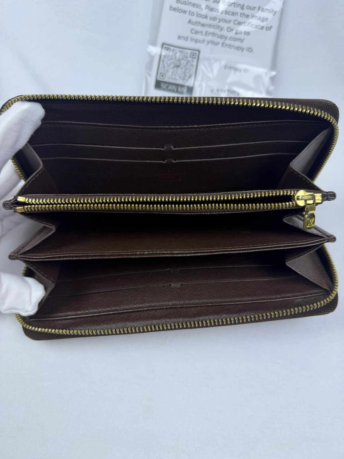 Louis Vuitton Damier Ebene Zippy Leather Wallet