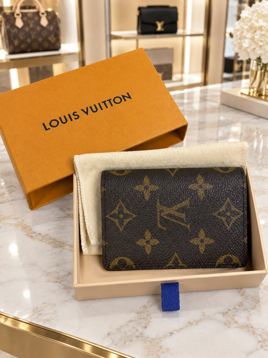 Louis Vuitton Monogram Pocket Organizer Wallet Card Holder w/ Box