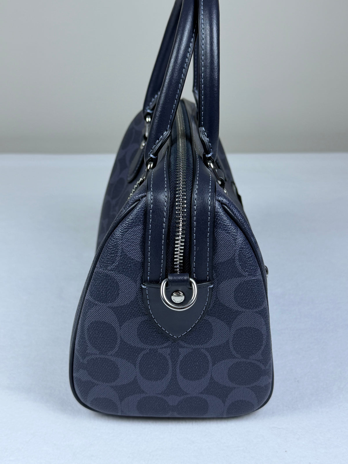 SOLD Coach Rowan Satchel In Signature Canvas Midnight Navy Crossbody Bag Purse LIKE NEW