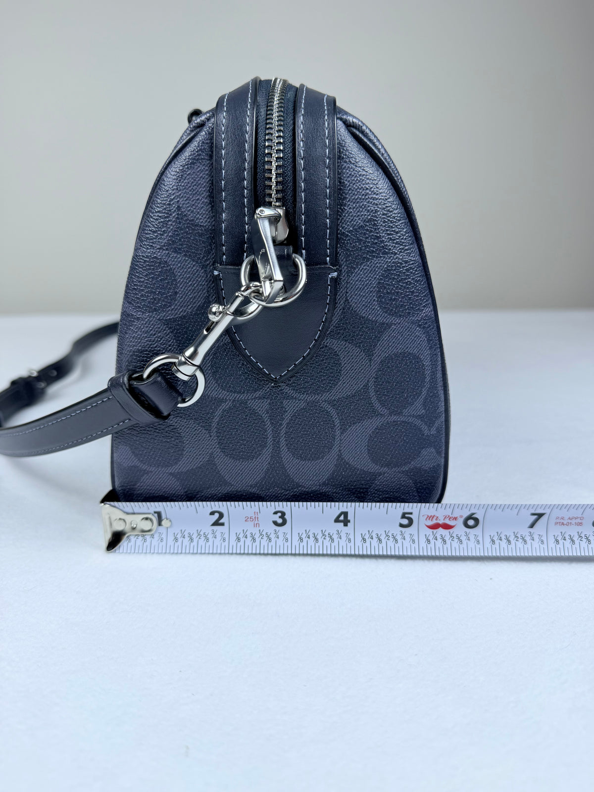 SOLD Coach Rowan Satchel In Signature Canvas Midnight Navy Crossbody Bag Purse LIKE NEW