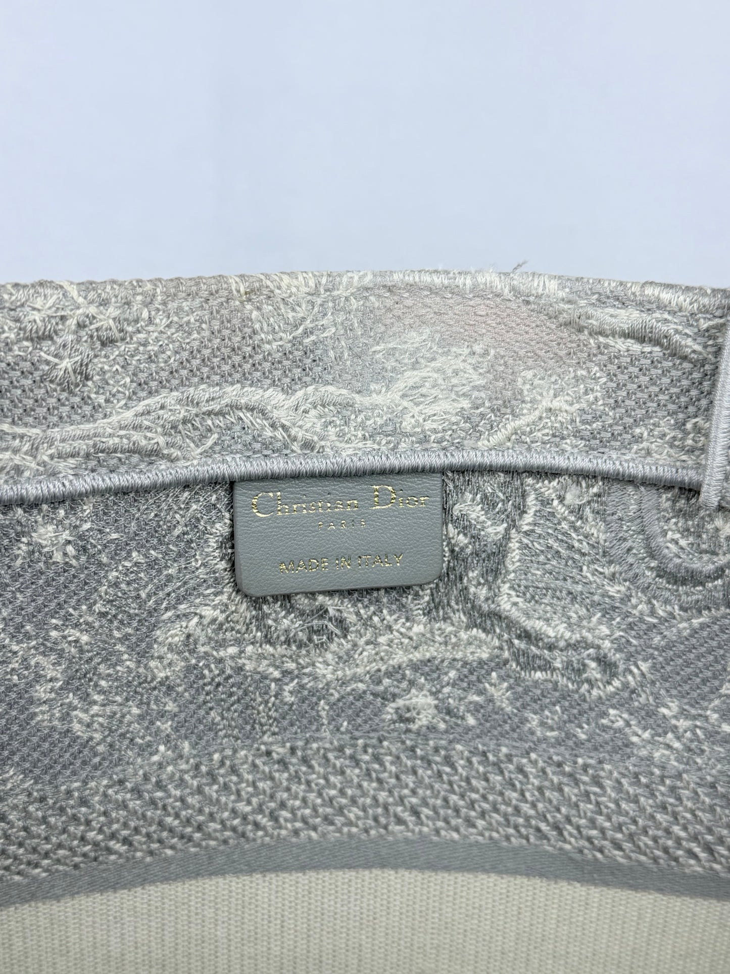 Christian Dior Medium Grey Mizza Embroidered Toile de Jouy Book Tote Bag