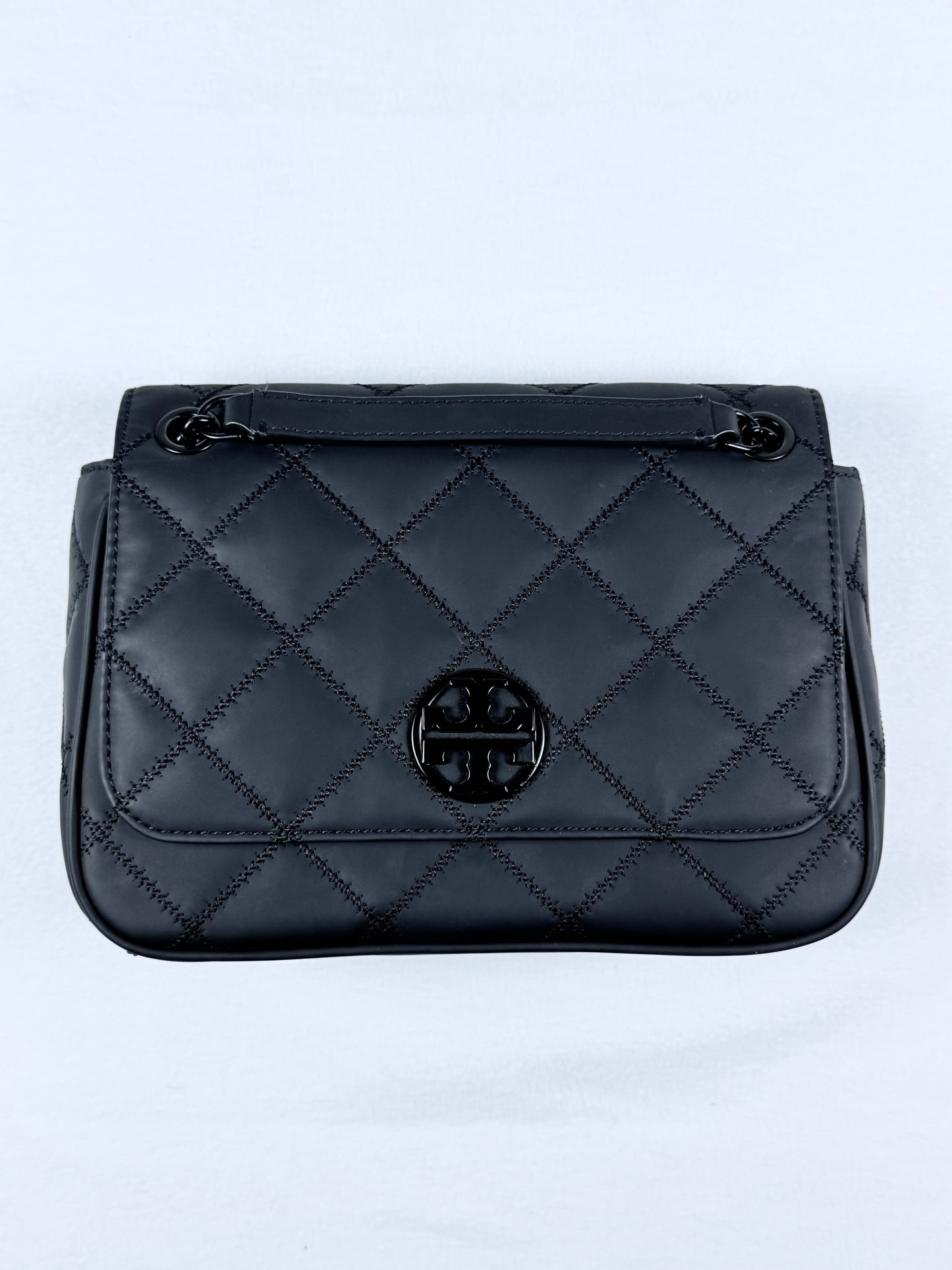 Tory Burch Black Quilted Leather Convertible Chain Shoulder Bag Crossbody Purse