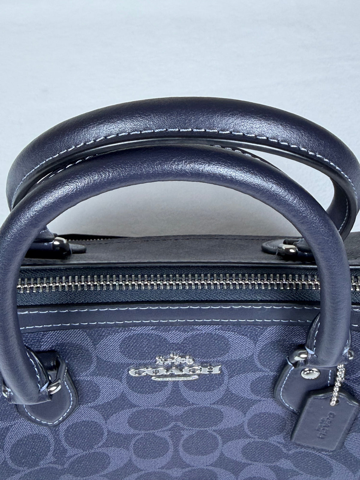 SOLD Coach Rowan Satchel In Signature Canvas Midnight Navy Crossbody Bag Purse LIKE NEW