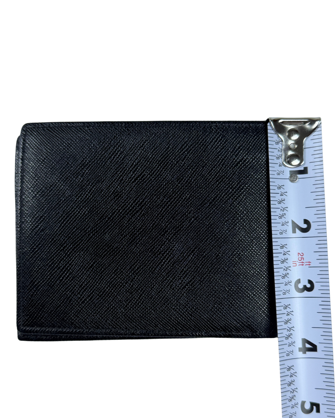 BURBERRY Black Saffiano Leather Bifold Wallet Nova Check Lining