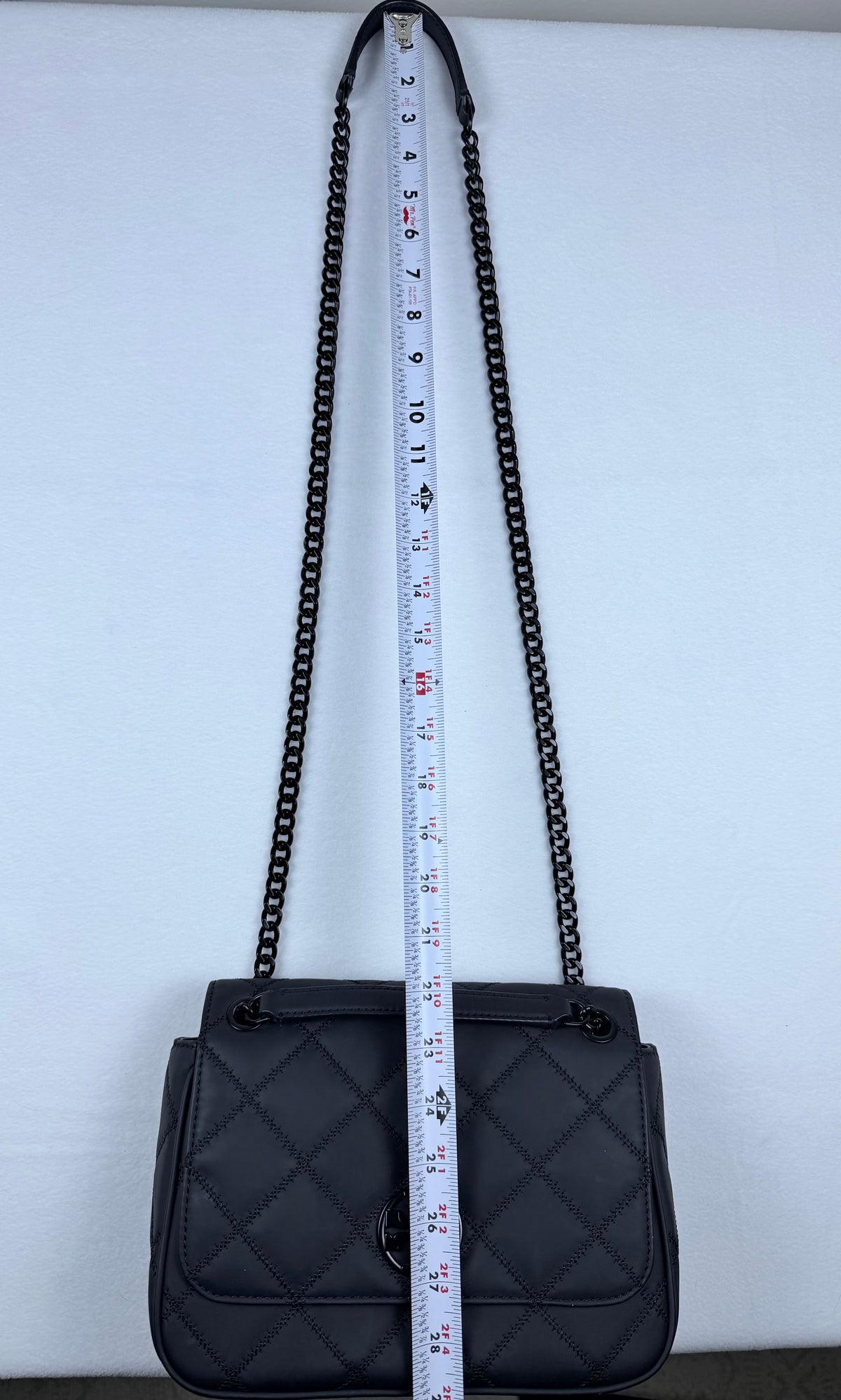 Tory Burch Black Quilted Leather Convertible Chain Shoulder Bag Crossbody Purse