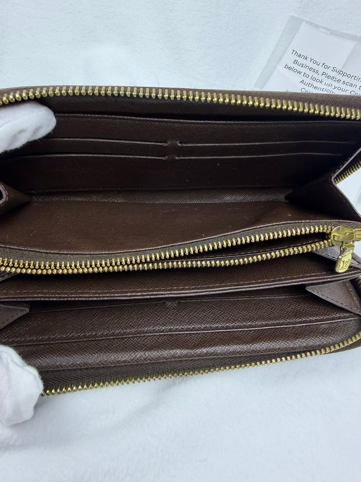 Louis Vuitton Damier Ebene Zippy Leather Wallet