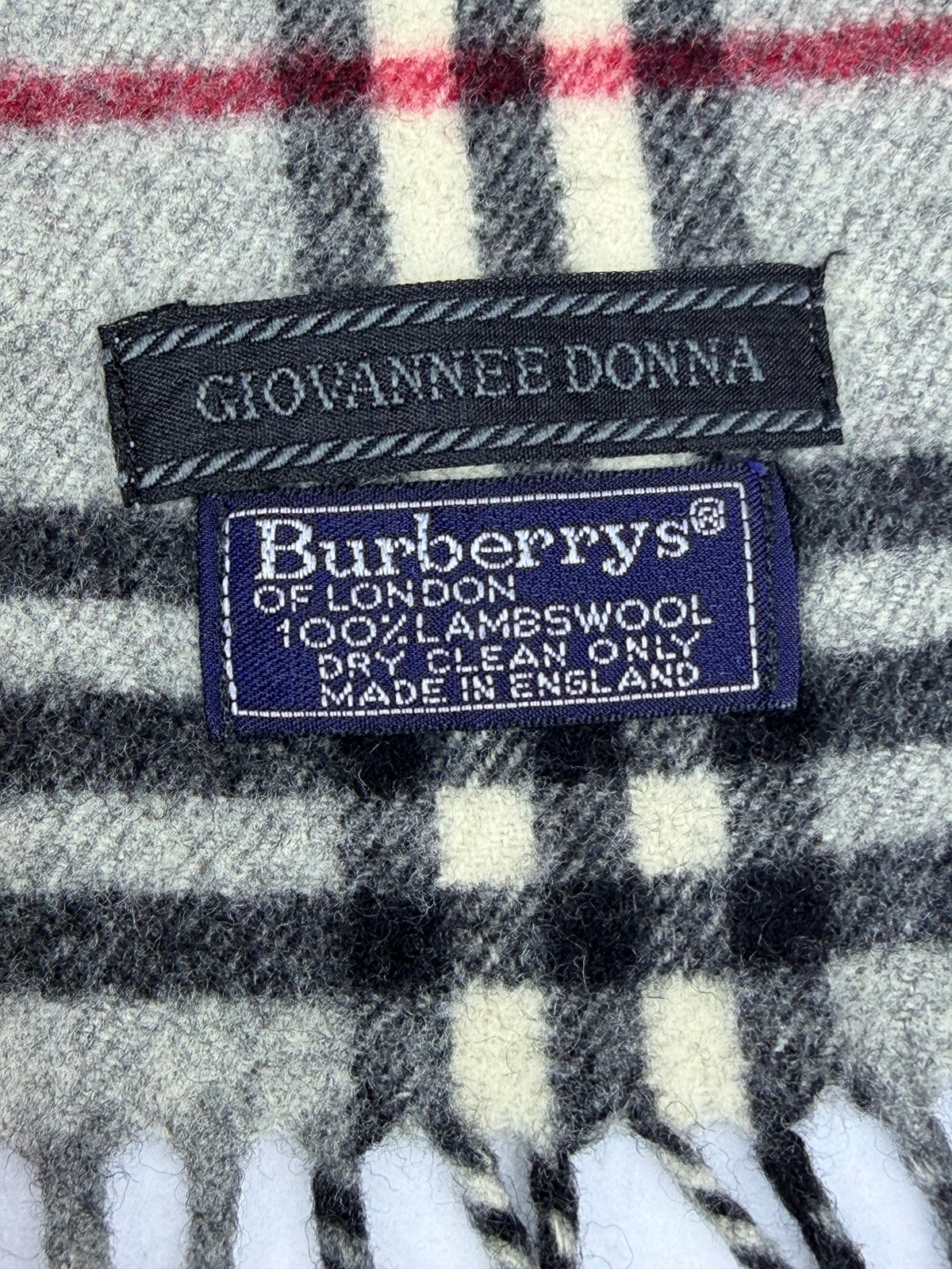Burberrys of London Grey Nova Check Vintage Scarf 100% Lambswool Made in England