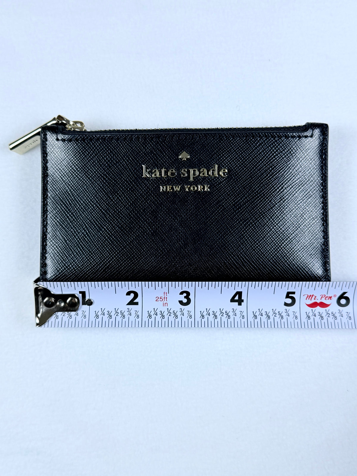 Kate Spade New York Black Saffiano Leather Snap Closure Card Case Wallet ID Holder