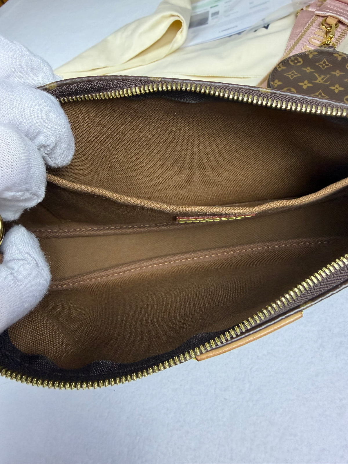 Louis Vuitton Monogram Multi Pochette Accessoires Crossbody Bag - Pink Jacquard Strap & Gold Hardware Set