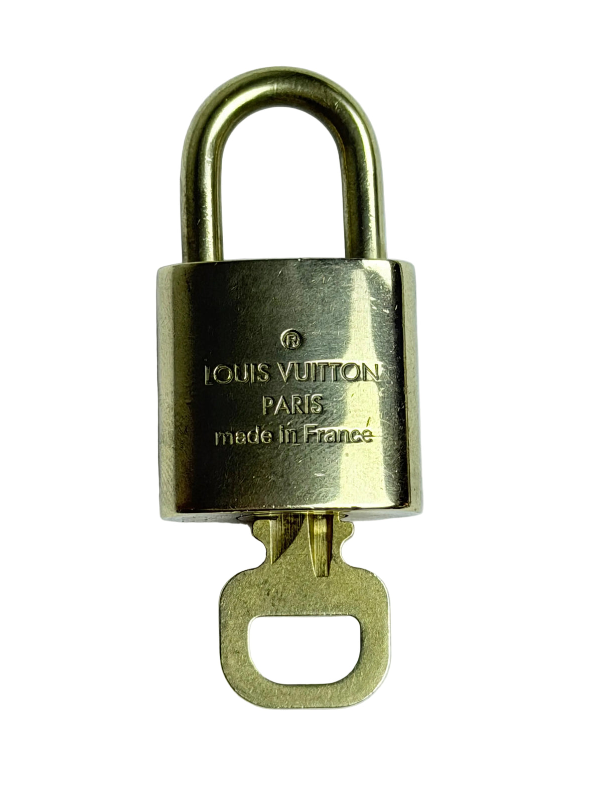 Louis Vuitton Gold Brass Lock Padlock & Key #328 Bag Charm Accessory