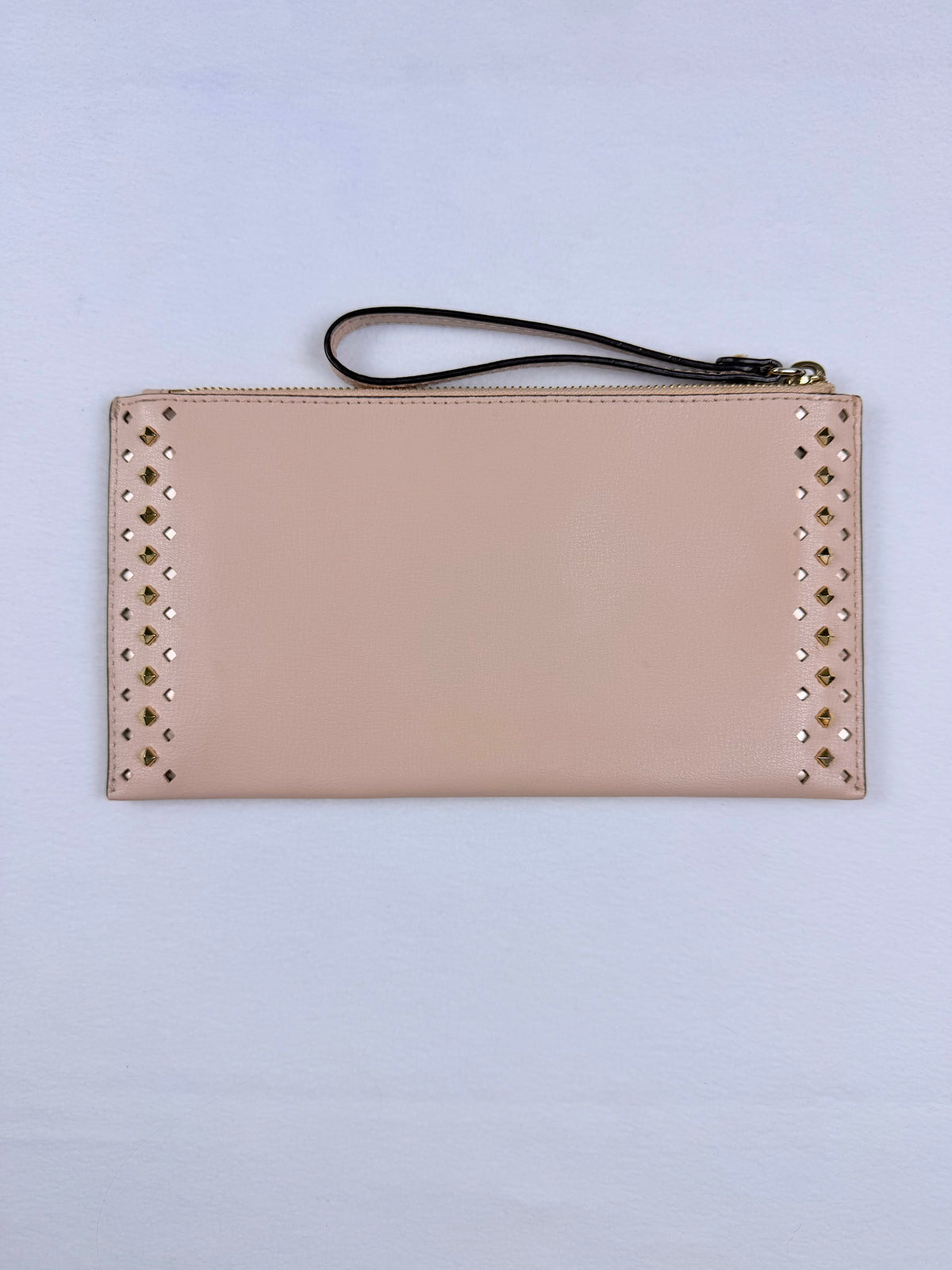 Michael Kors Pale Pink Leather Studded Wristlet / Clutch with Gold-Tone Hardware