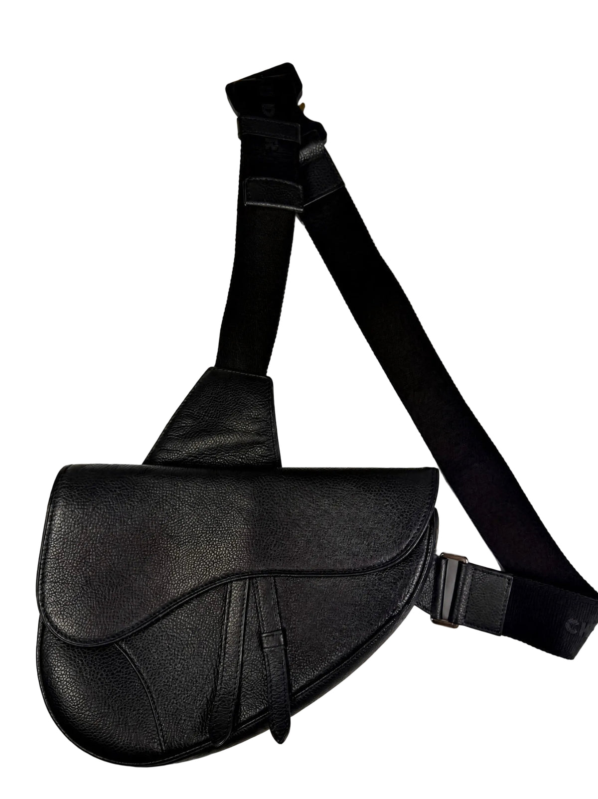 Christian Dior Black Grained Calfskin Saddle Crossbody Bum Bag