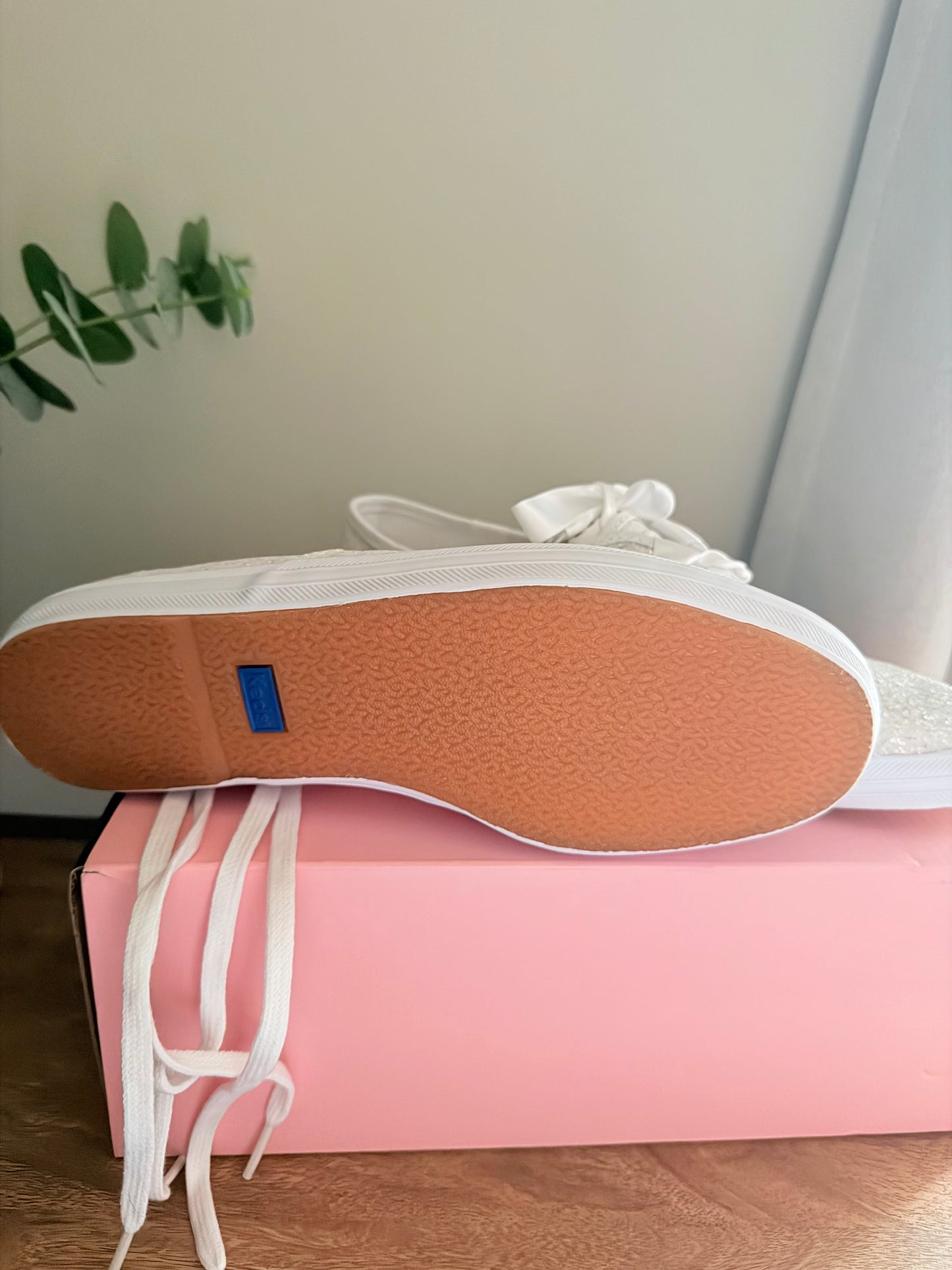 Keds x Kate Spade New York Champion Glitter White Sneakers Size 8 NEW